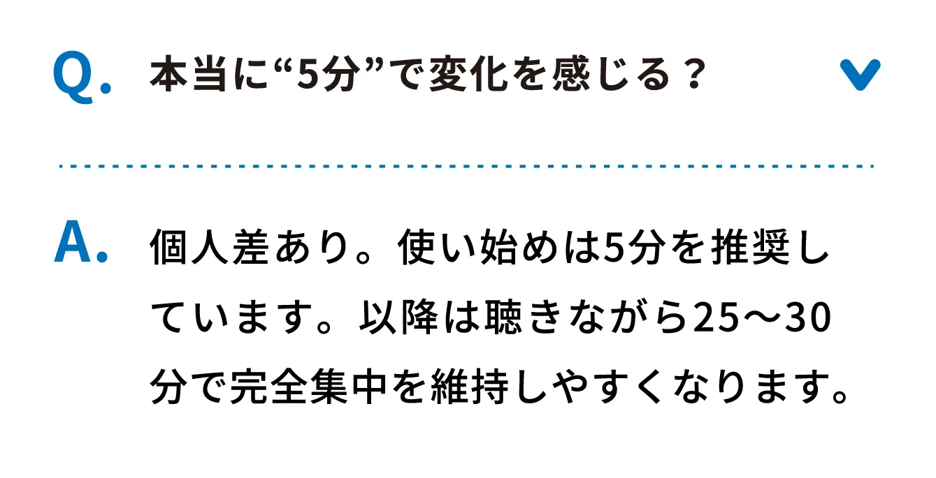 Q 本当に5分で変化を感じる？
